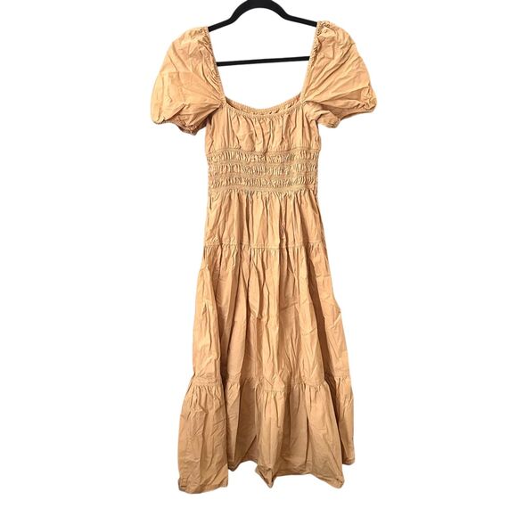 ARITZIA Wilfred Allegoria Poplin Midi Dress Tan Small - Picture 2 of 6